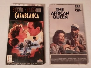 (Lot2) Humphrey Bogart VHS cassette tapes The African Queen 51 Casablanca 42 - Picture 1 of 12