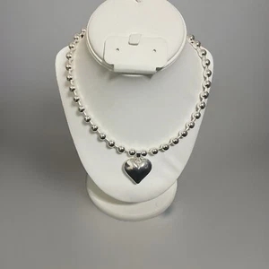 Silver heart chunky bubble chain necklace  - Picture 1 of 4