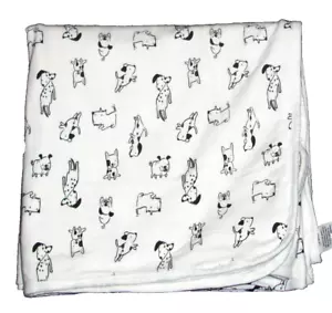Modern Moments Gerber Black White Puppy Dog Cotton Knit Swaddle Baby Blanket 44" - Picture 1 of 2