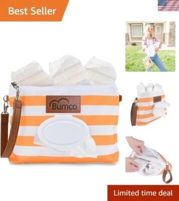 Bolso sin asas para pañales Bumco naranja - Elegante dispensador de toallitas portátil para padres Foto 1 de 4