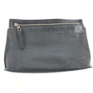 LOEWE pouch bag Anagram T Pouch Clutch bag Leather Black - Foto 1 di 11