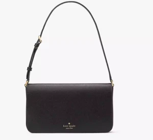 Kate Spade Staci Flap Shoulder Black Saffiano Leather Purse KF371 - Picture 1 of 5