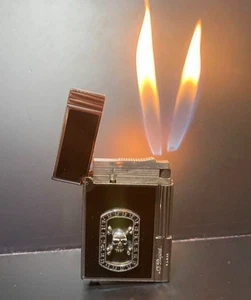S.T. Dupont Gatsby Negro Plata Doble Quemador Calavera Piedra Negra Personalizada Sin Caja JP - Imagen 1 de 7