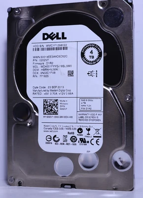 DELL 202V7 4TB RPM 7.2K 6Gbps SAS HDD WD4001FYYG - Image 1 of 3
