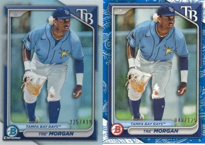 2024 Bowman Chrome Prospects Refractor + Blue Pattern /125 Tre' Morgan #BCP-126 - Image 1 of 2