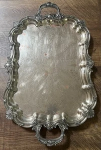 Antique Birmingham Silver Co Silverplate Footed Butler’s Tray 29" - Picture 1 of 14