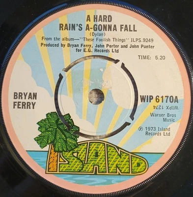 Bryan Ferry "A Hard Rain's A Gonna Fall / 2.H.B." UK press great Dylan cover! VG - Image 1 of 3