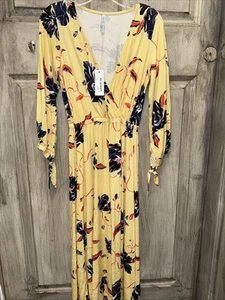 Rachel Pally Long Dress Tie Up Sleeves Wildflower Sz Large NWTS - Picture 1 of 9