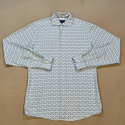 ETON 运动衬衫修身男式 M 码 15.5 39 白色和蓝色长袖纽扣  — 第 1/4 张图片