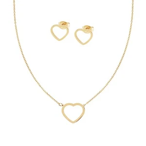 Parure Diamond Heart Steel Heart Forge Chain Earrings & Necklace Color O - Picture 1 of 1