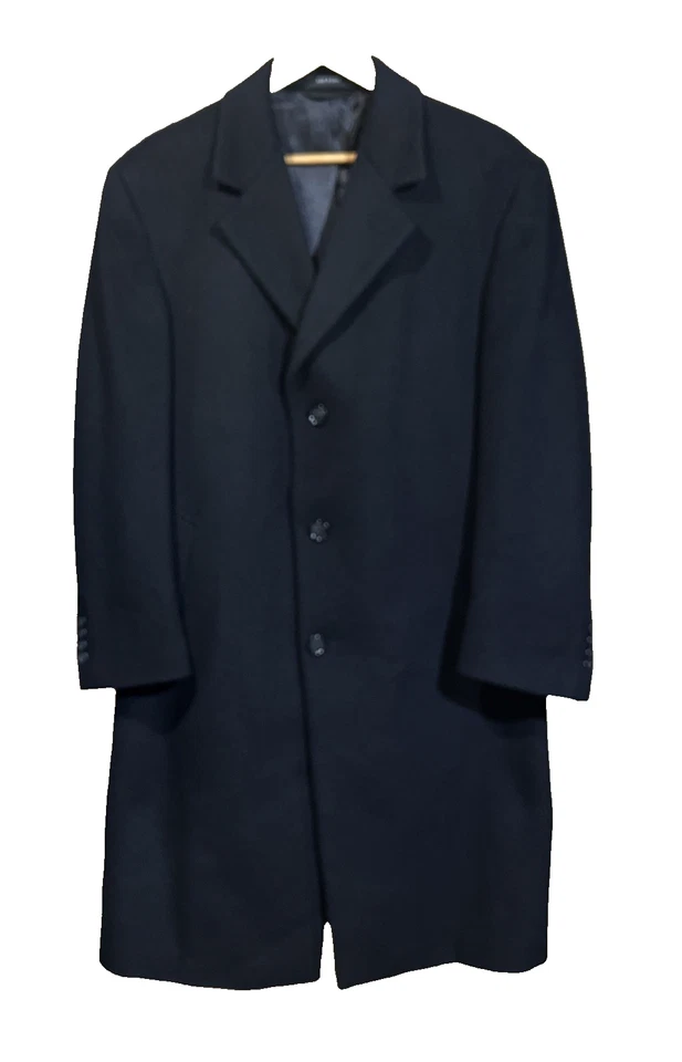 Sobretudo masculino Stafford mistura de lã 40S preto regência dinheiro antigo - Imagem 1 de 4