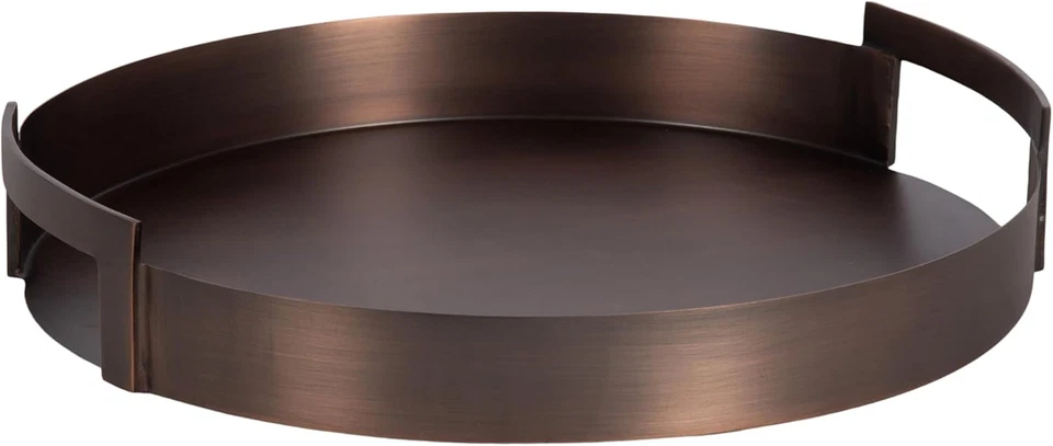Myo Transitional Metal round Tray; 15 Inch Diameter; Bronze; Modern Glam Circula - Image 1 of 4