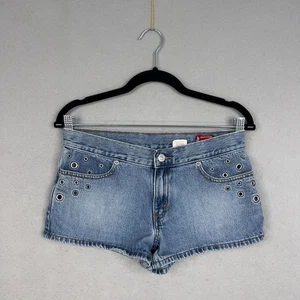 VINTAGE Levis Jeansshorts Damen 5 blau Low Rise Ösen Nieten Y2K 90er Micro - Bild 1 von 14