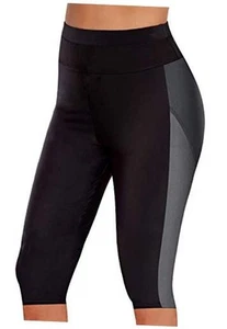Womens Plus Size Rash Guard Capris High Waist Swimwear Bottoms Long Swim - Picture 1 of 5