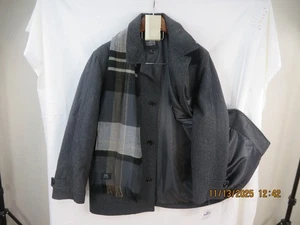 TOWNE BY LONDON FOG GR XL NEU MIT ETIKETT HERREN Wolle/Polyest/Rayon Anthrazit Erbse Mantel Jacke - Bild 1 von 23