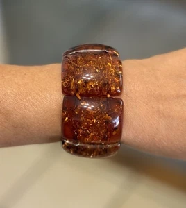 Brazalete Brazalete Vintage Ámbar Báltico Ancho Elástico 75 Gramos - Imagen 1 de 5