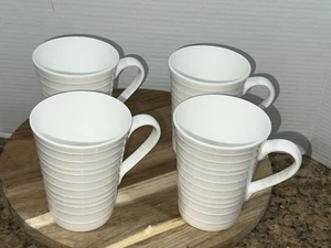Retired Mikasa Set Of (4) 4.5” White “Swirl” Mugs Unused Excellent Condition - Picture 1 of 13