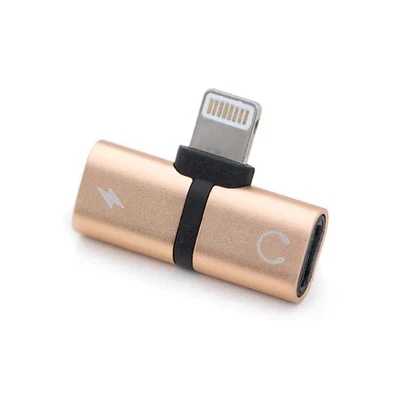 Dan Adora 3-In-1 Mini Splitter Charger Earbuds For iPhone Gold - Image 1 of 4