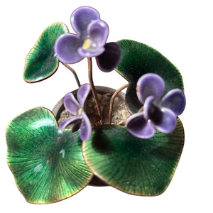 Escultura de flores de metal violeta africano vintage Bovano Cheshire púrpura - Imagen 1 de 5