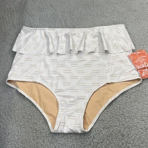 Kortni Jeane Badeslip Unterteil Large Beach Wear Wasser High Waist Rüschen - Bild 1 von 8