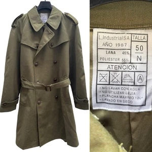 Herren Vintage Military Style Trenchcoat Zweireiher Olivgrün L-XL - Bild 1 von 8