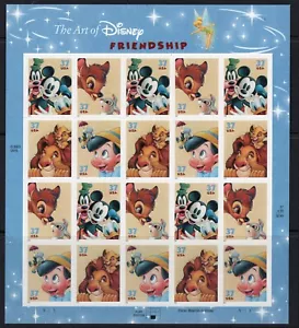 US #3865-3868 37 Cents The Art of Disney Friendship Sheet of Twenty Stamps MNH - Picture 1 of 1