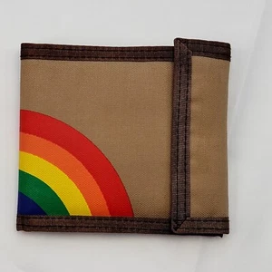 VTG 1980s Rainbow Bifold Nylon Wallet Hook And Loop Gimbal Accessories FLAW - Picture 1 of 12
