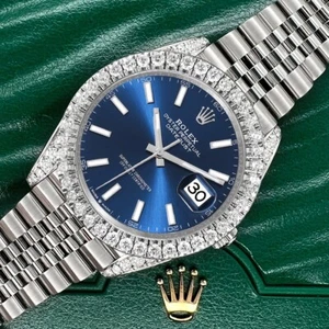 Rolex Datejust 41 126300 4.4CT Diamonds Watch With Blue Index Dial Box Papers - Picture 1 of 7