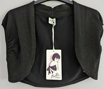 Ladies Belle by Oasis Black Sparkle Shrug Cardigan. Size 10. New with labels.  - Image 1 of 4