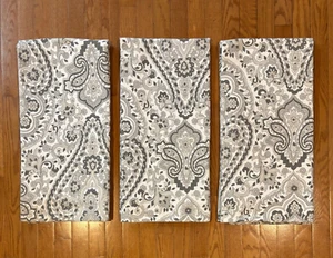 3 TOMMY HILFIGER Gray & White Paisley Curtain Panels 100% Cotton 45" x 97" Each - Picture 1 of 16