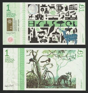 Bristol £1 11 Pound UNC Local Currency Banknote 1st Series FOX & BIKE - Picture 1 of 1