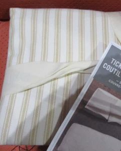 2 West Elm Ticking stripe euro shams horseradish New - Picture 1 of 1