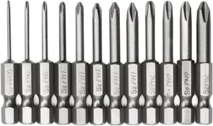 Rocaris 12 piezas vástago hexagonal magnético Phillips brocas de destornillador cruzado 50 mm 1/4 pulgadas - Imagen 1 de 1