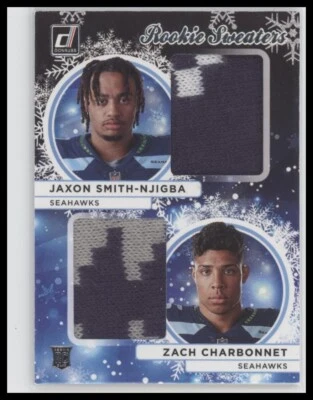 #HSD-6 Jaxon Smith-Njigba / Zach Charbonnet 2023 Donruss Rookie Holiday Sweater - Image 1 of 2