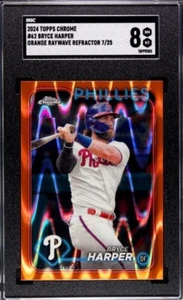 2024 Topps Chrome - Bryce Harper rifrattore arancione 7/25 - SGC 8 - Foto 1 di 1