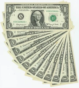 FR #1901* 1 $ 1963A Federal Reserve Notes 12 Note Star District Set DC-6360 - Bild 1 von 2
