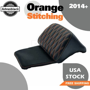 Orange Stitching Diamond Pattern Razor Chopped Tour Pack Cushion Backrest Pad - Picture 1 of 10