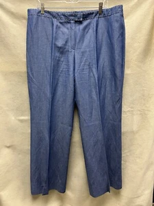 ESCADA Pants Womens 44 Blue Chambray Wool Linen Front Zip Classic Trousers - Picture 1 of 6