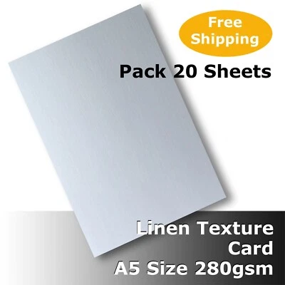 20 Sheets Linen Texture Finish A5 Size 280gsm Quality White Card #H6205 #EGLL - image 1 of 2