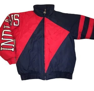 Chaqueta de invierno con capucha de colección Cleveland Indians Color Block Chief Wahoo Logo7 para hombre M - Imagen 1 de 8