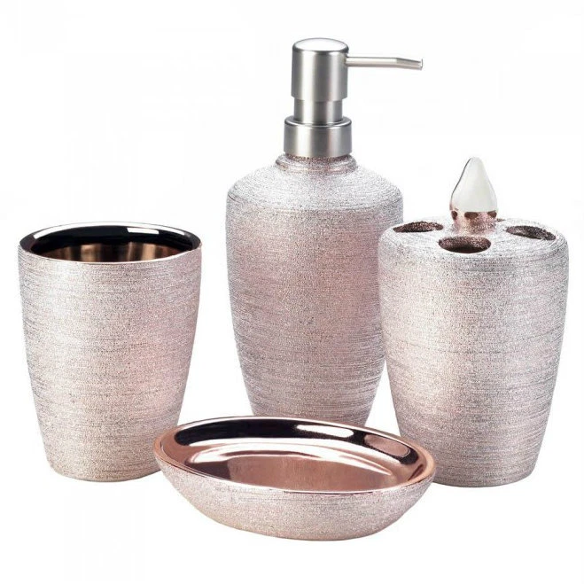 Accent Plus 10018332 Rose Golden Shimmer Bath Set