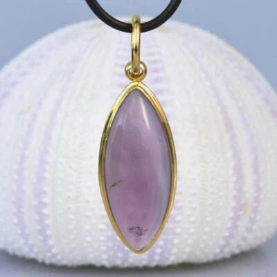Pendant Purple Chalcedony Cabochon & 18K Gold Vermeil Sterling Silver 7.21 g - Image 1 of 4