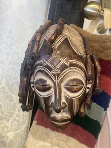 Vintage Hand carved African Woman and Man Face Mask (1980)/ - Picture 1 of 12