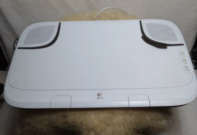 LOGITECH LAPTOP DESK N550 HARD TOP SOFT BOTTOM LAP DESK W/ SPEAKERS WHITE 16" - Image 1 of 4