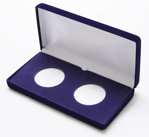 Blue Velvet Box for 2 American Silver Eagle Coins in Air Tight Capsules 2 H - Picture 1 of 6