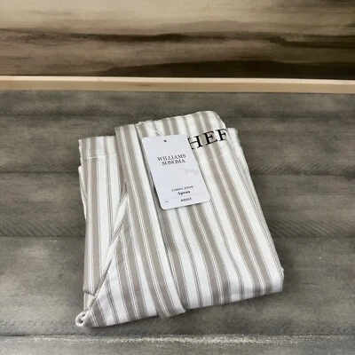 Williams Sonoma Classic Stripe Adult Apron Drizzle Grey Gray Kitchen Monogrammed - Image 1 of 4