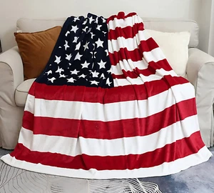 American Flag Blanket, Super Soft Flannel Twin Throw Blanket 60 80 for Bed - Picture 1 of 12