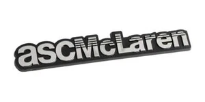 1984-1990 Ford Capri ASC McLaren 4 3/8" Rear Deck Trunk Emblem Chrome & Black - Picture 1 of 3