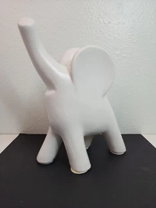 Tiere Elefant Figur weiß Keramik Statue 8" modern Wohndeko Babyzimmer - Bild 1 von 10