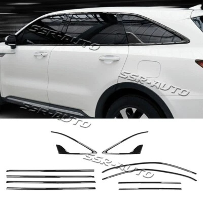 For 2021-2025 KIA Sorento Glossy Black ABS Windows Strip Sill Molding Cover Trim - Image 1 of 4